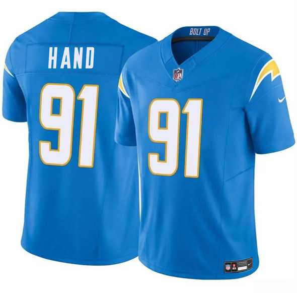 Men & Women & Youth Los Angeles Chargers #91 DaShawn Hand Blue 2025 F.U.S.E. Vapor Limited Stitched Jersey